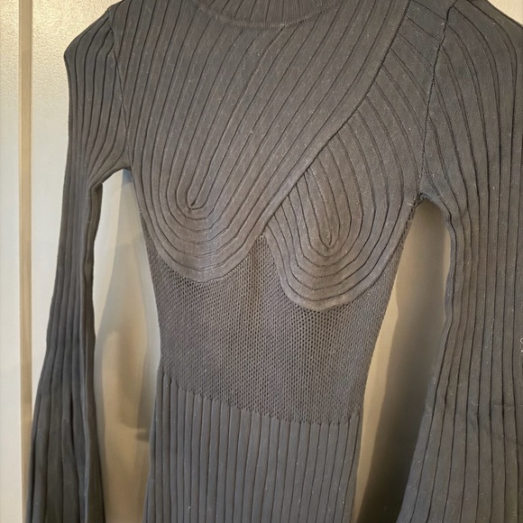 NWT Hera Black Long Sleeve Knit Dress Unique Sexy size Small - Picture 4 of 9